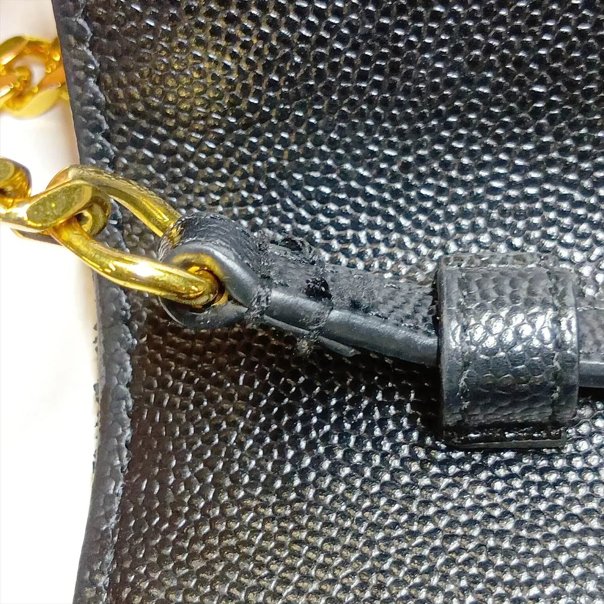 Saint Laurent Paris Cassandre Leather Wallet on Chain Black