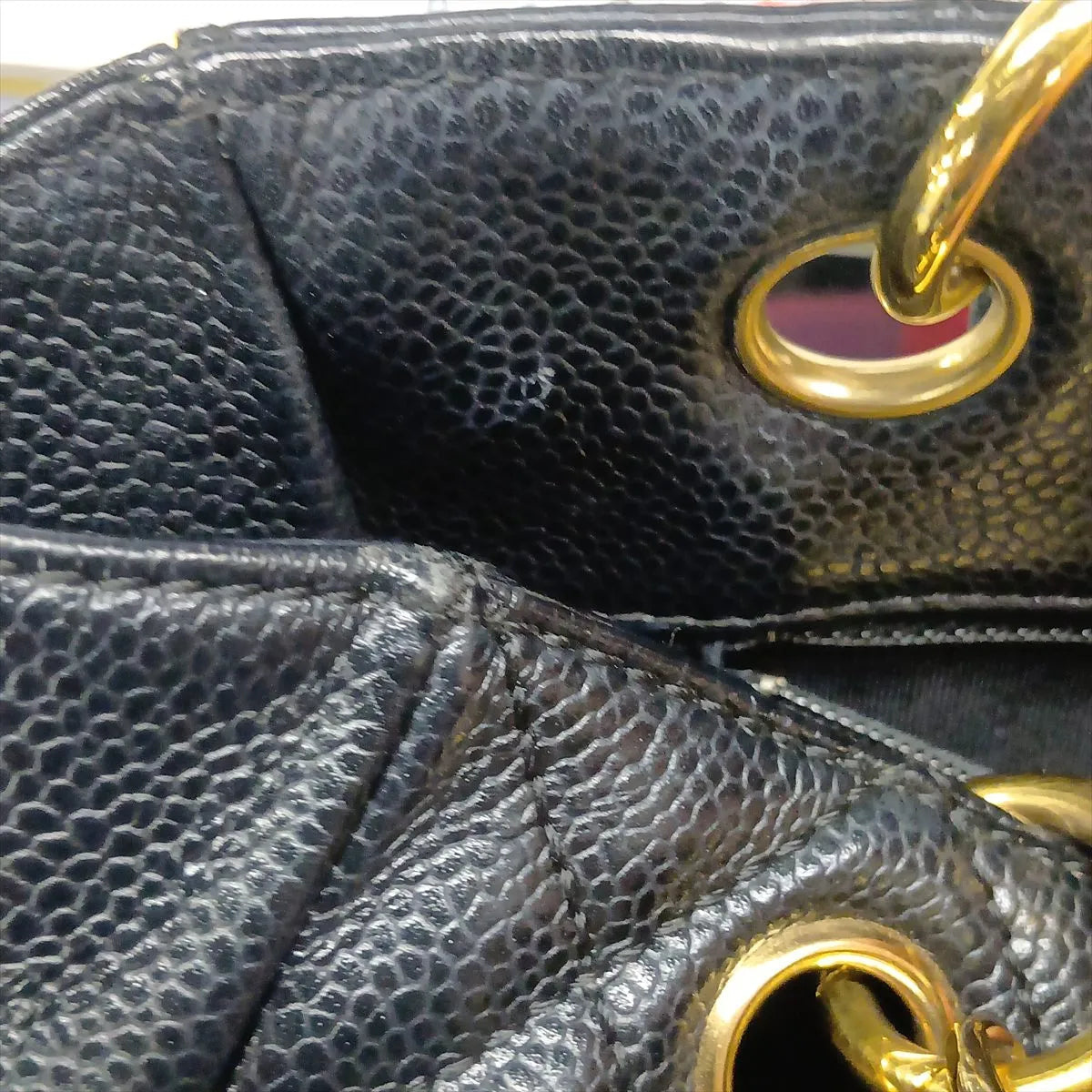 Chanel PST Caviar Skin Chain Tote Bag Black