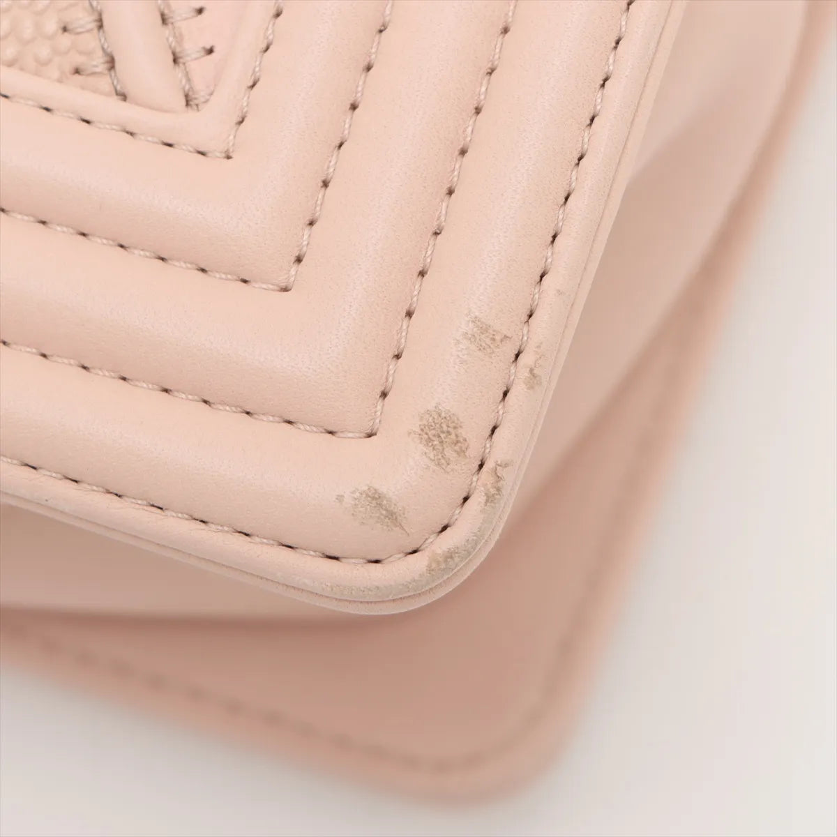 Chanel Boy Chevron V Stitch Chain Shoulder Bag Beige