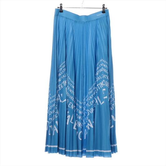 Valentino Garavani Valentino Chevron Polyester Pleated Skirt Blue