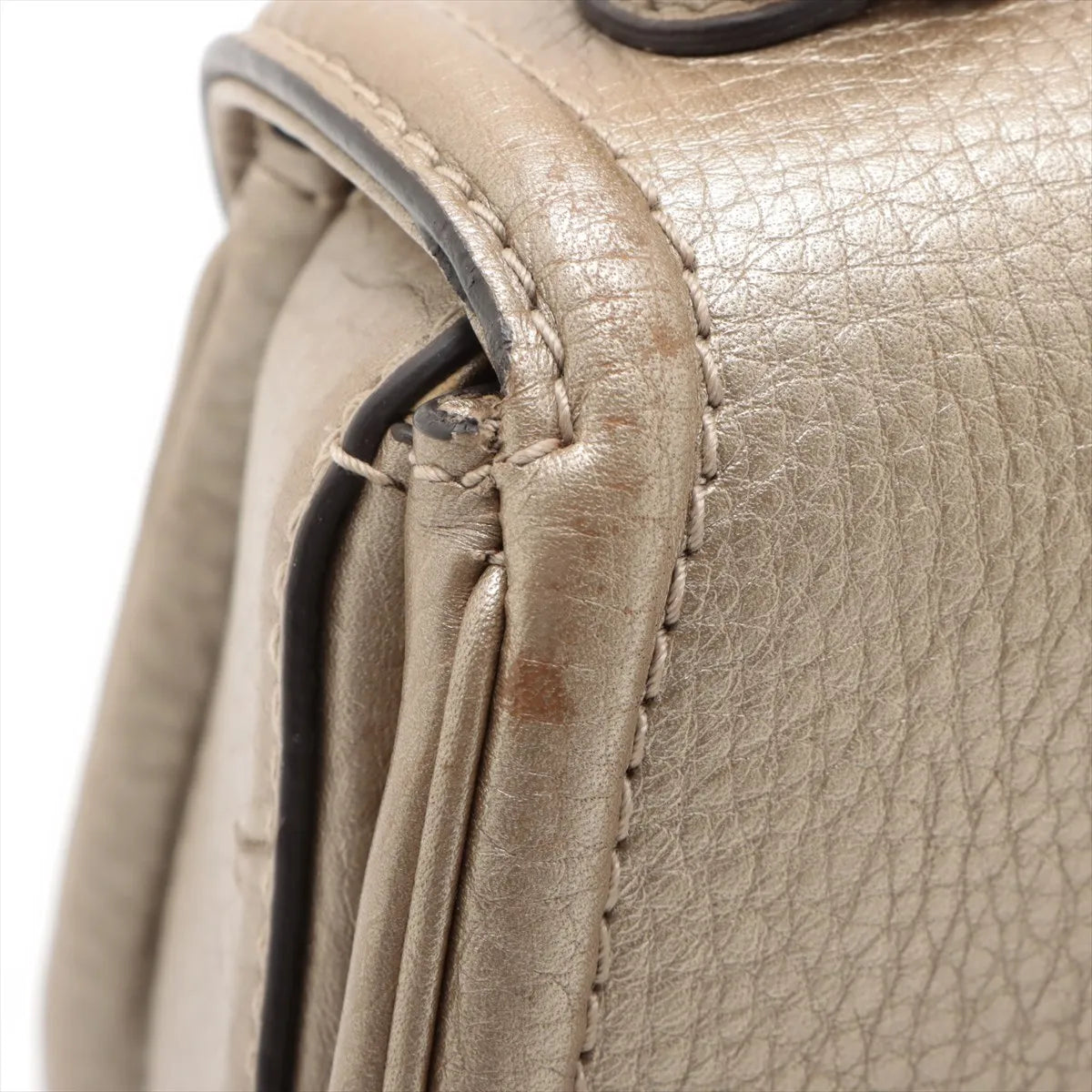 Gucci New Bamboo Leather Handbag Gold