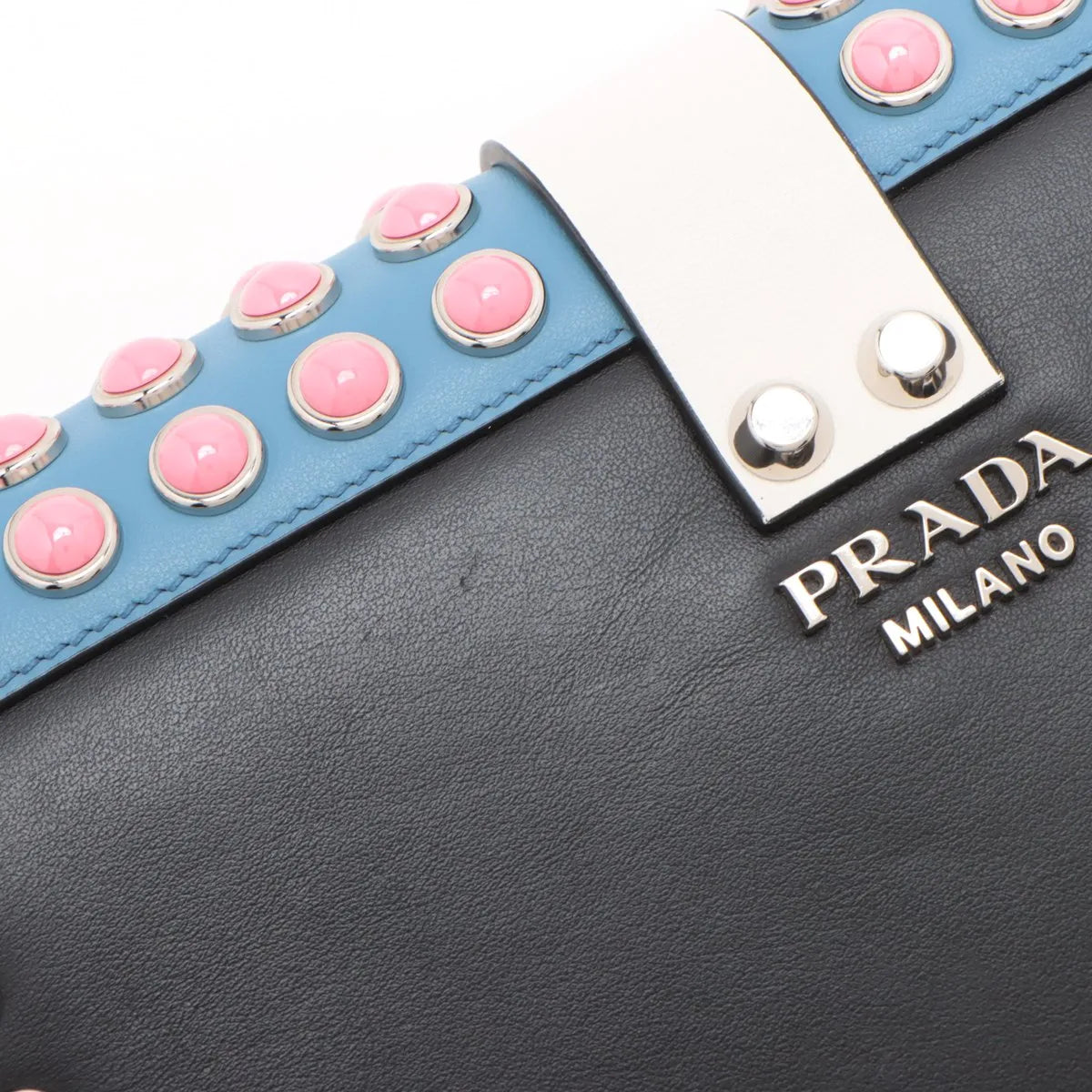 Prada Leather x Studs Shoulder Bag Multicolor