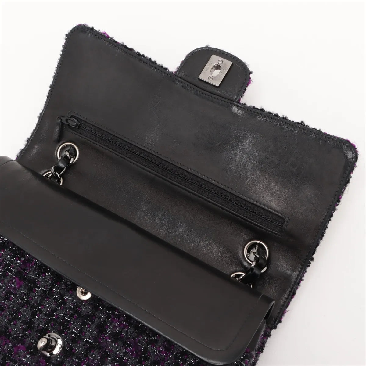 Chanel CC Logo Matelasse 25 Tweed Double Flap Double Chain Bag Purple x Black *PREORDER*
