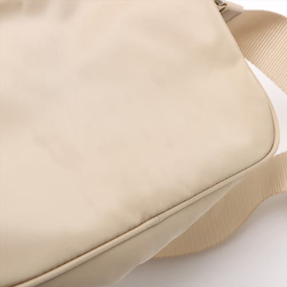 Prada Tessuto Nylon Leather Shoulder Bag Beige