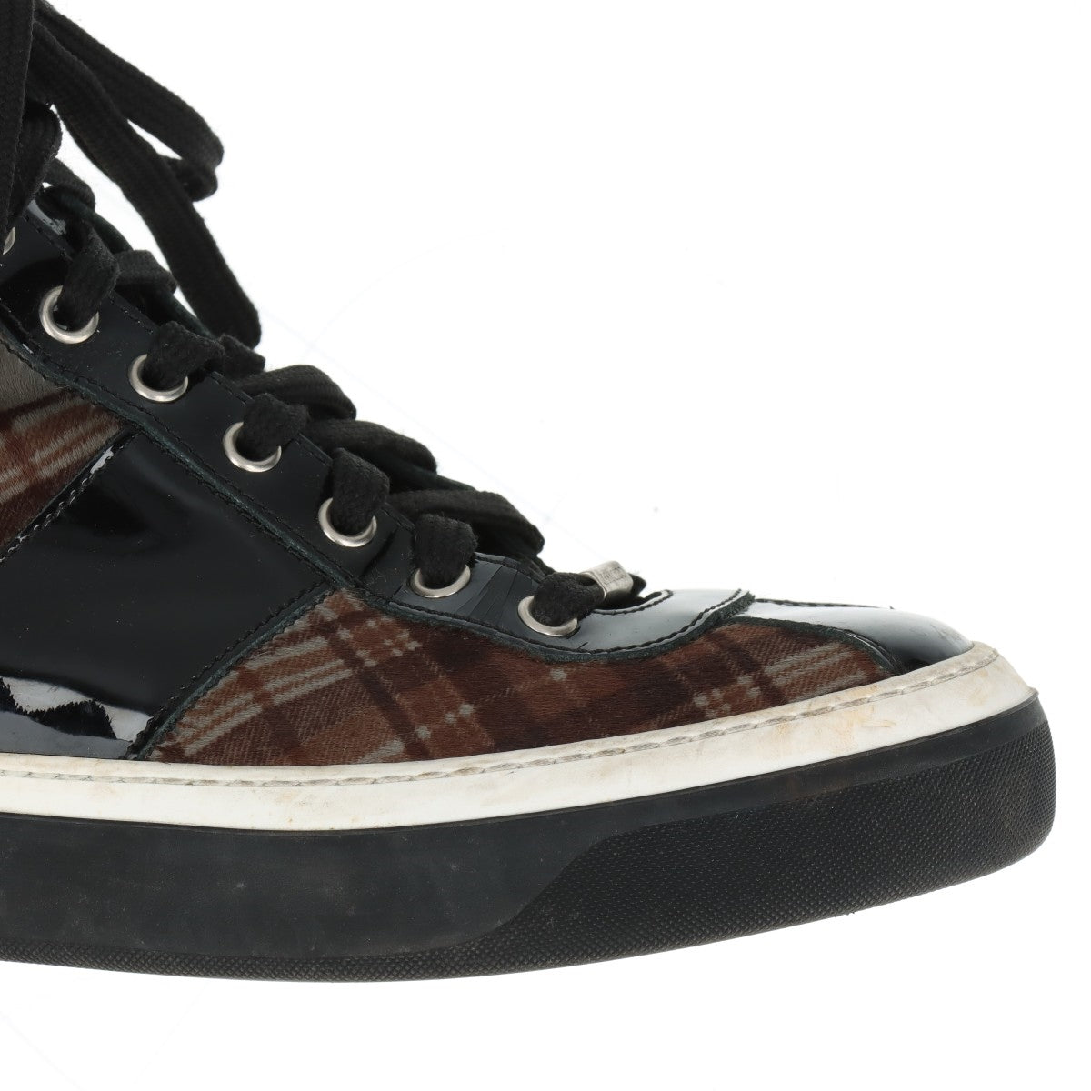 Jimmy Choo Check Fabric High-top Sneakers  Black × Brown