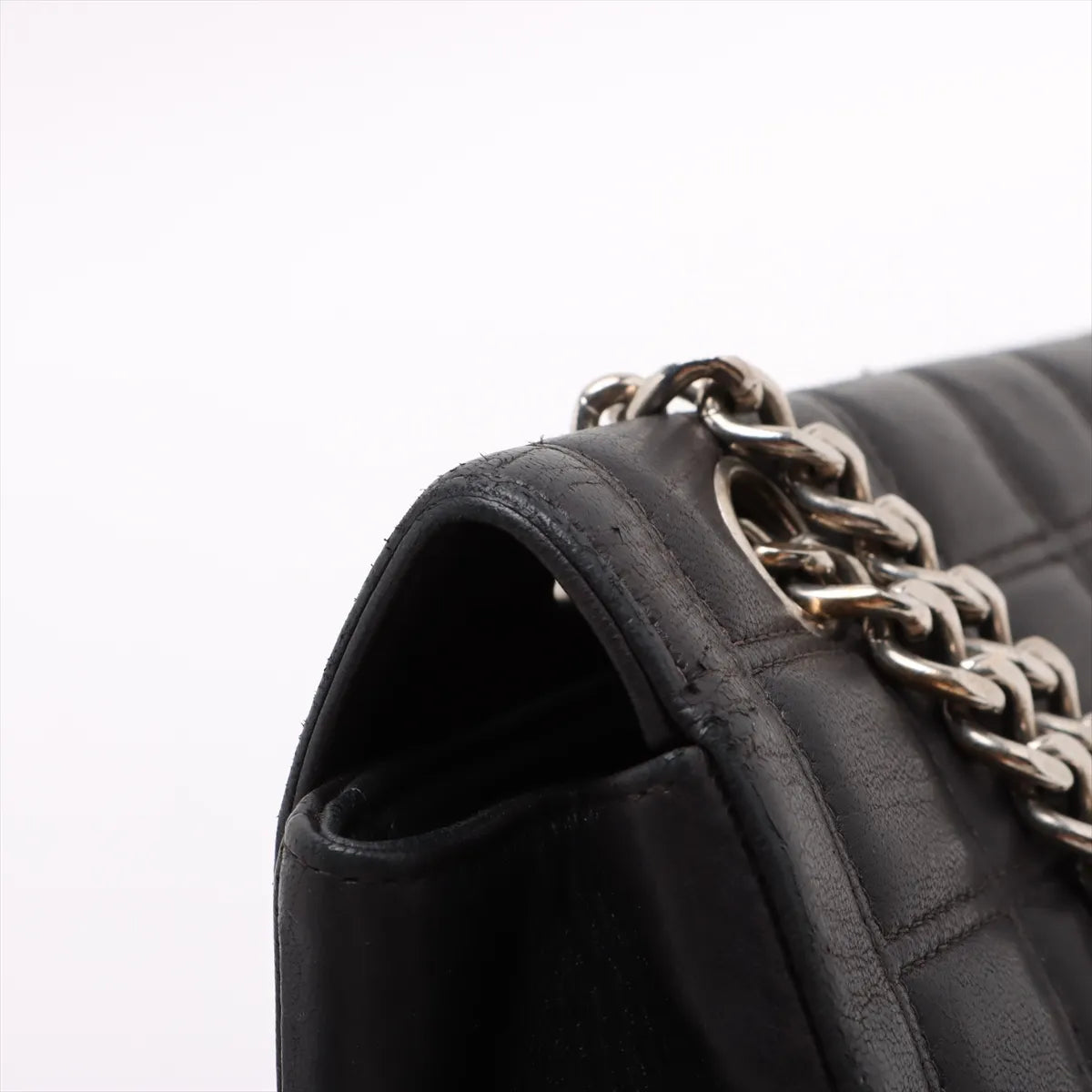 Chanel Chocolate Bar 2.55 Lambskin Single Flap Double Chain Bag Black