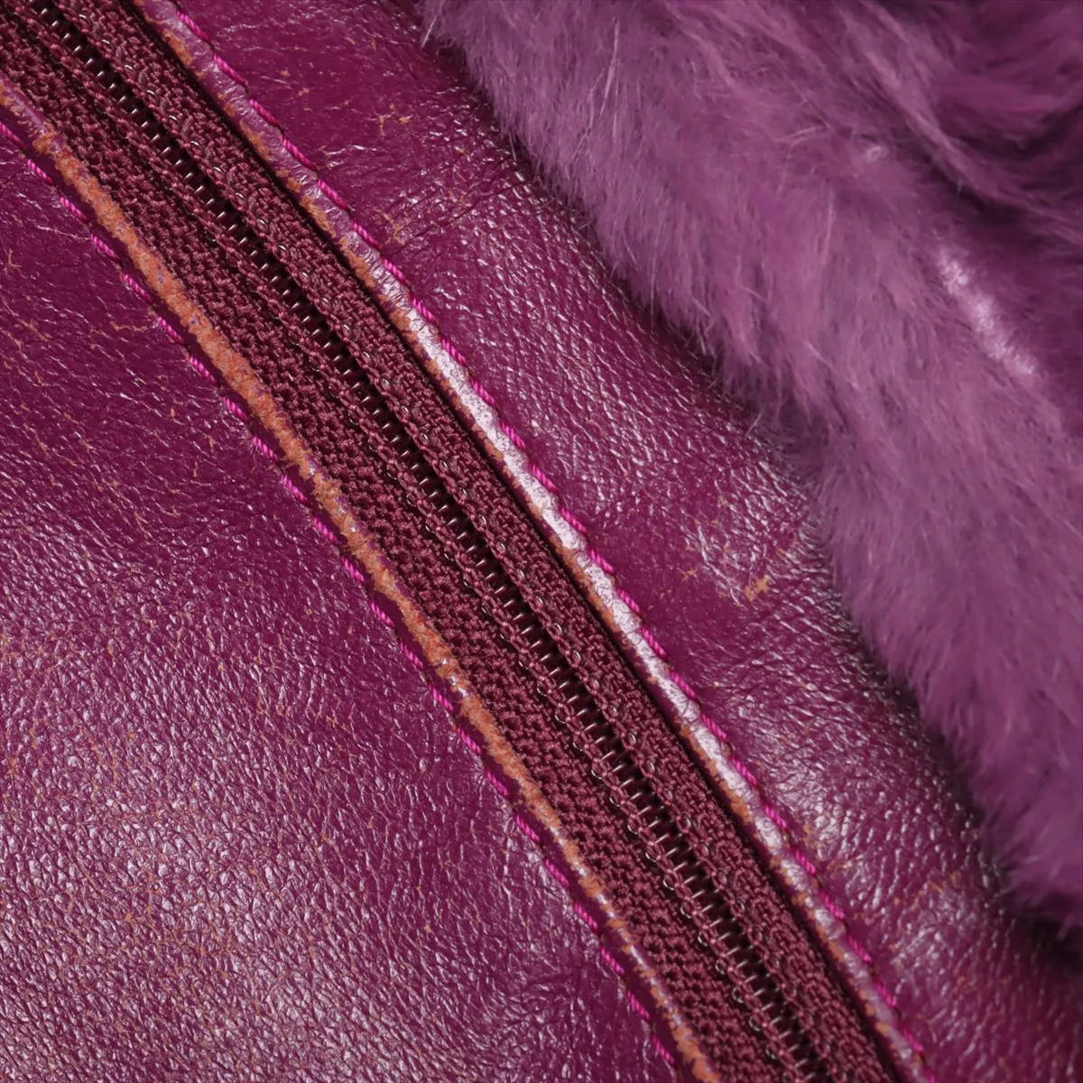 Chanel CC Logo Fur Chain Tote Bag Purple