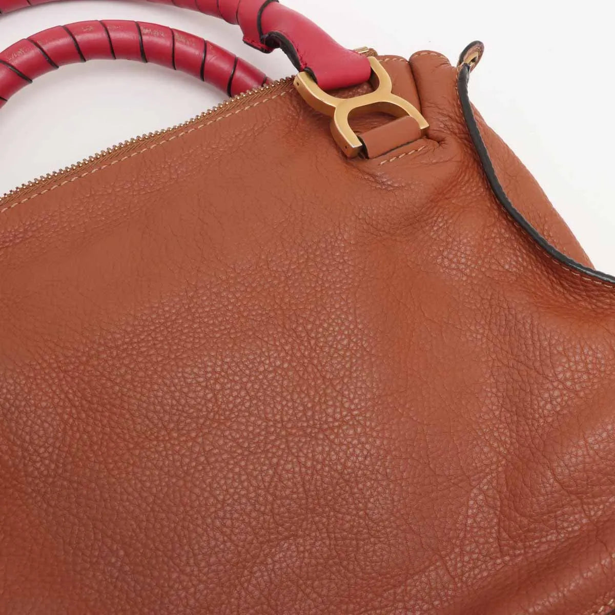 Chloe Marcy Leather Two-Way Handbag Brown x Pink