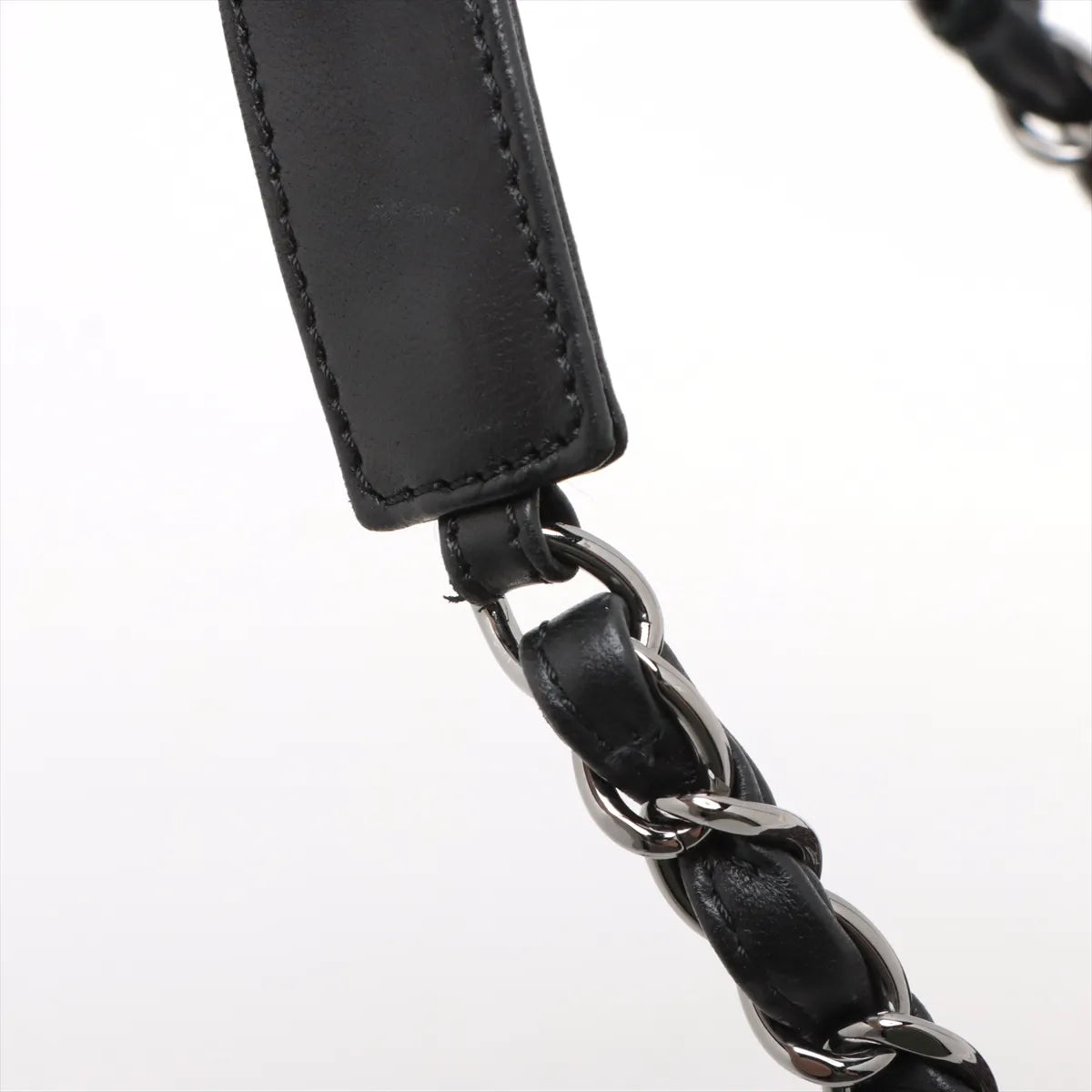 Chanel Paris New York Line Tweed Vanity Chain Handbag Gray X Black