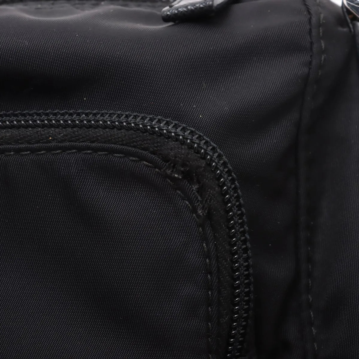 Prada Tessuto Nylon Leather Shoulder Bag Black