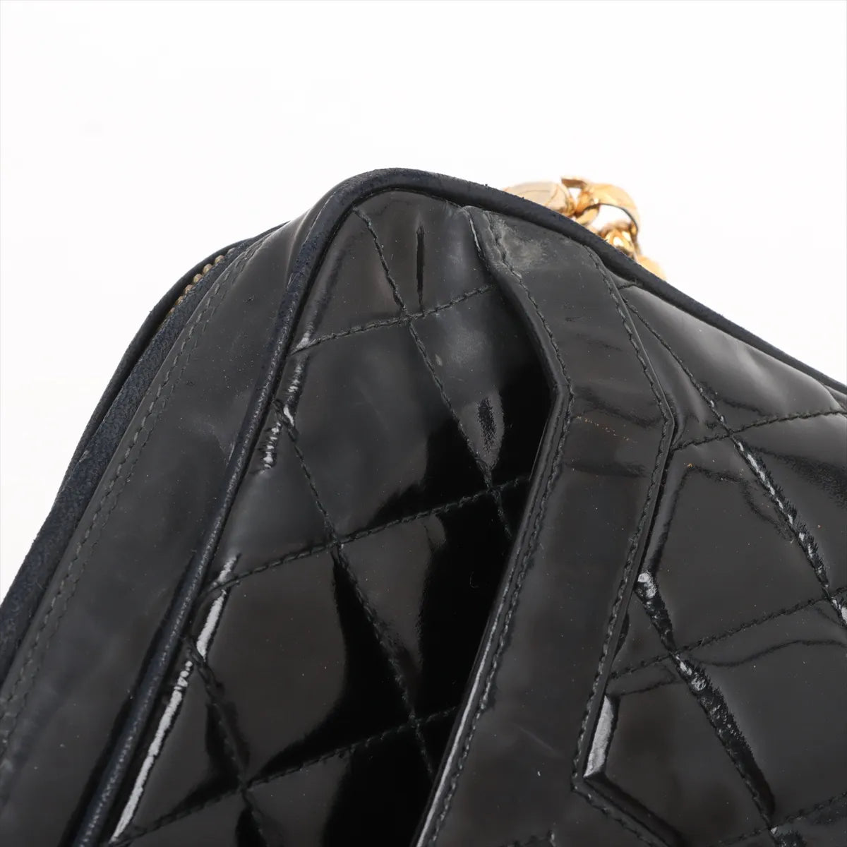 Chanel CC Logo Matelasse Patent Leather Chain Shoulder Bag