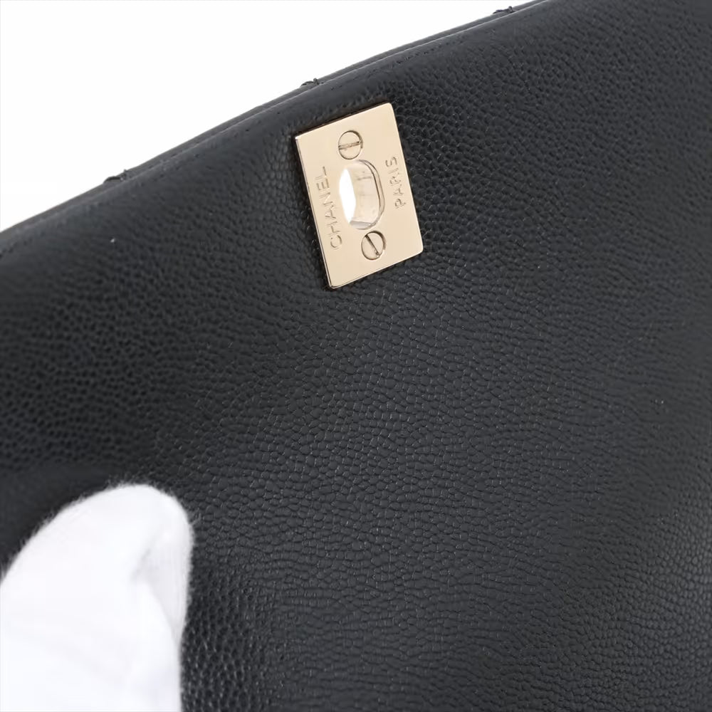 Chanel CC Logo Matelasse Caviar Skin Chain Backpack Black