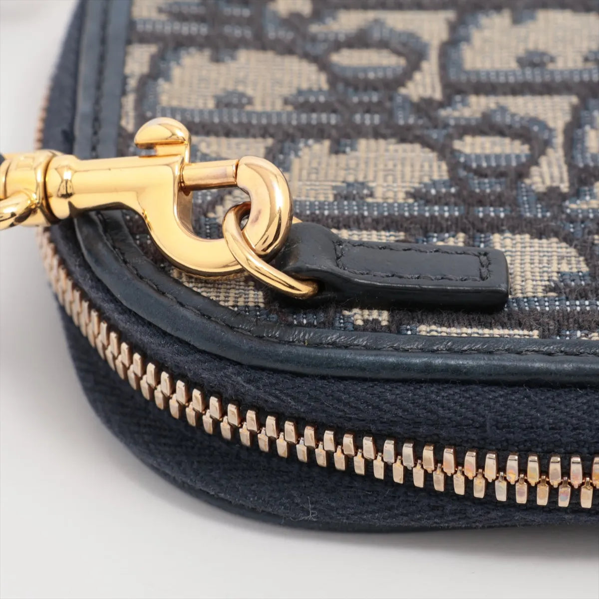 Christian Dior Oblique Canvas Leather Phone Chain Shoulder Bag Navy Blue