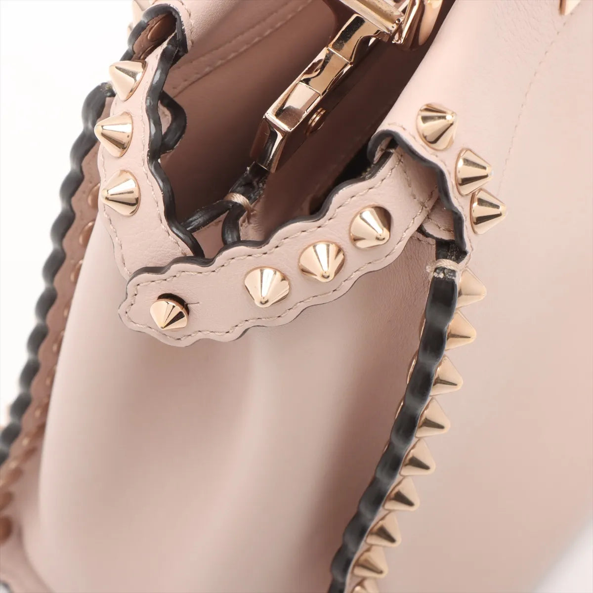 Fendi Mini Peekaboo Leather Studs Two-Way Handbag Pink