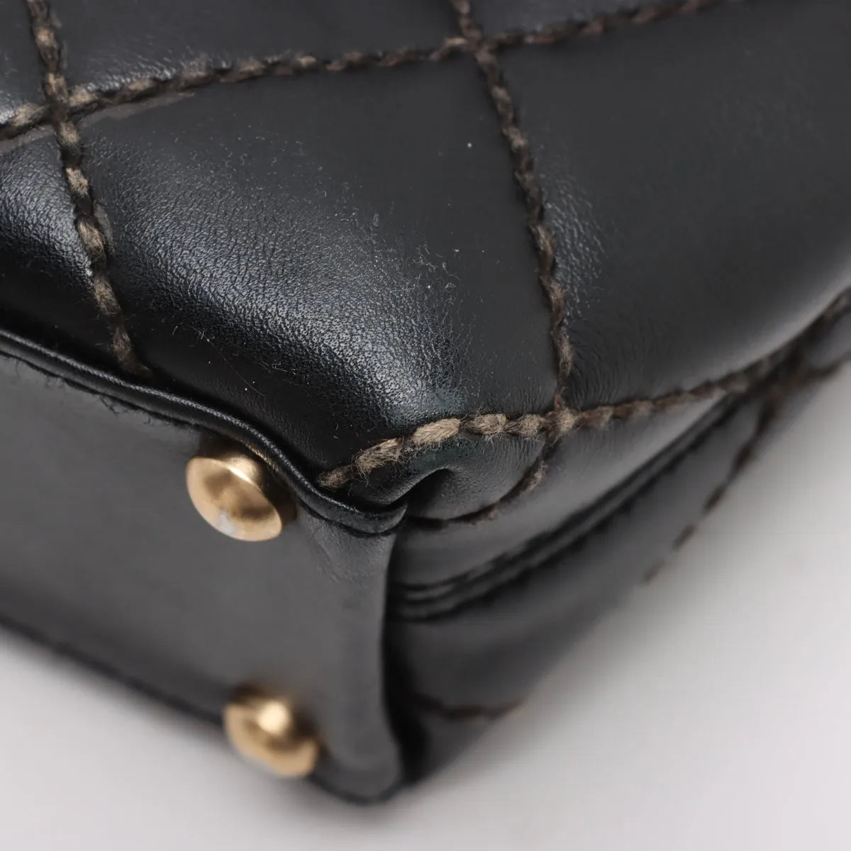 Chanel CC Logo Wild Stitch Lambskin Tote Bag Black