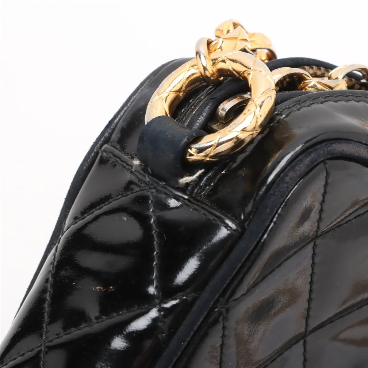 Chanel CC Logo Matelasse Patent Leather Chain Shoulder Bag