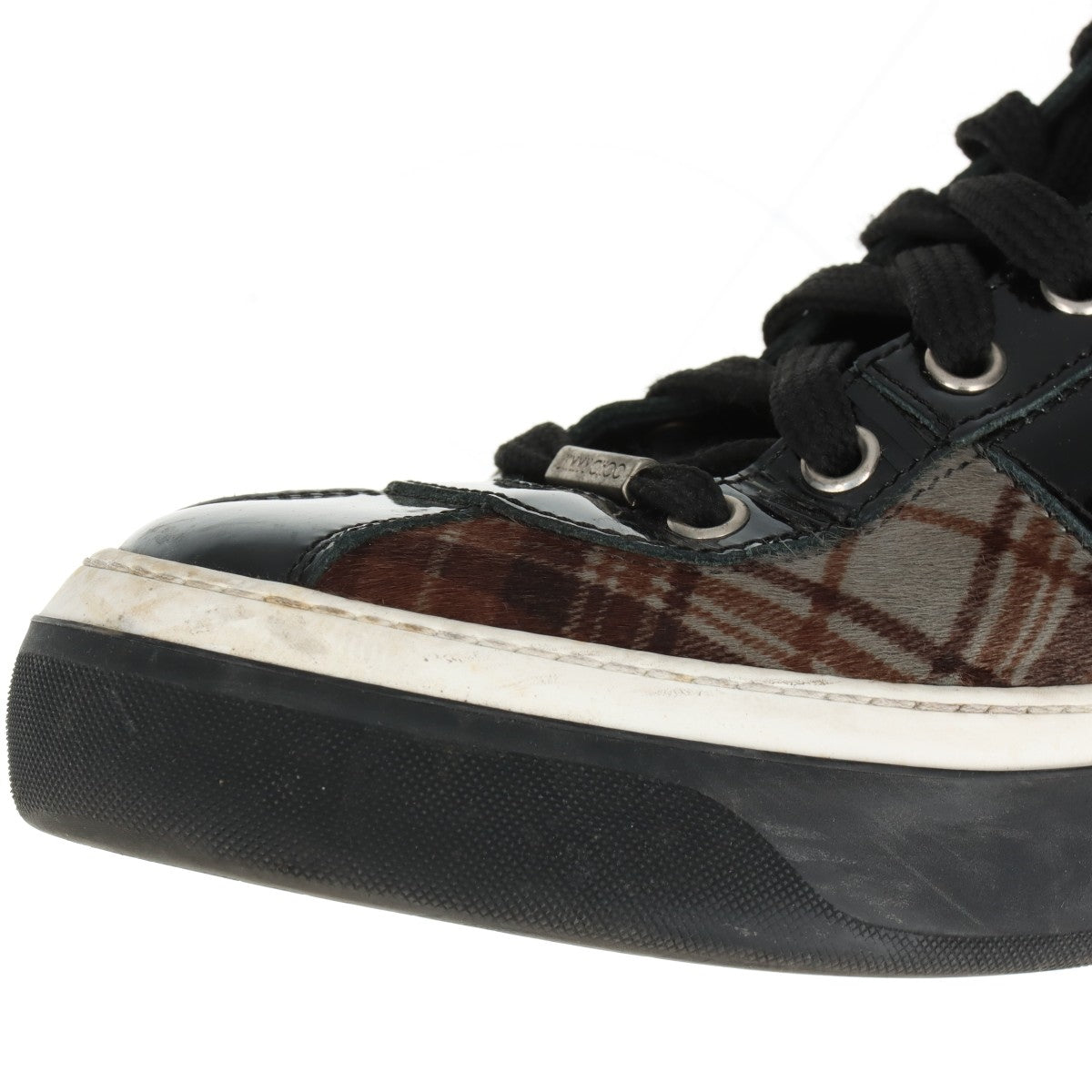 Jimmy Choo Check Fabric High-top Sneakers  Black × Brown