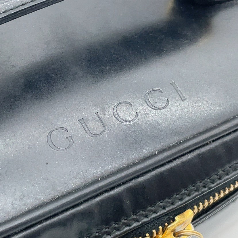 Gucci Bamboo Leather Vanity Handbag Black