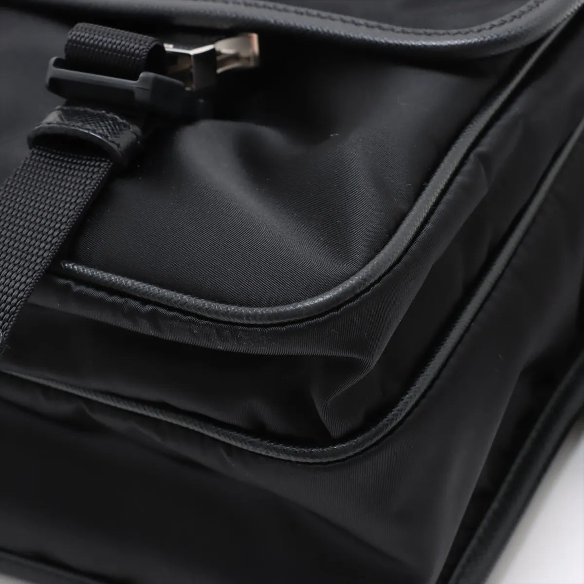Prada Tessuto Nylon Leather Shoulder Bag Black