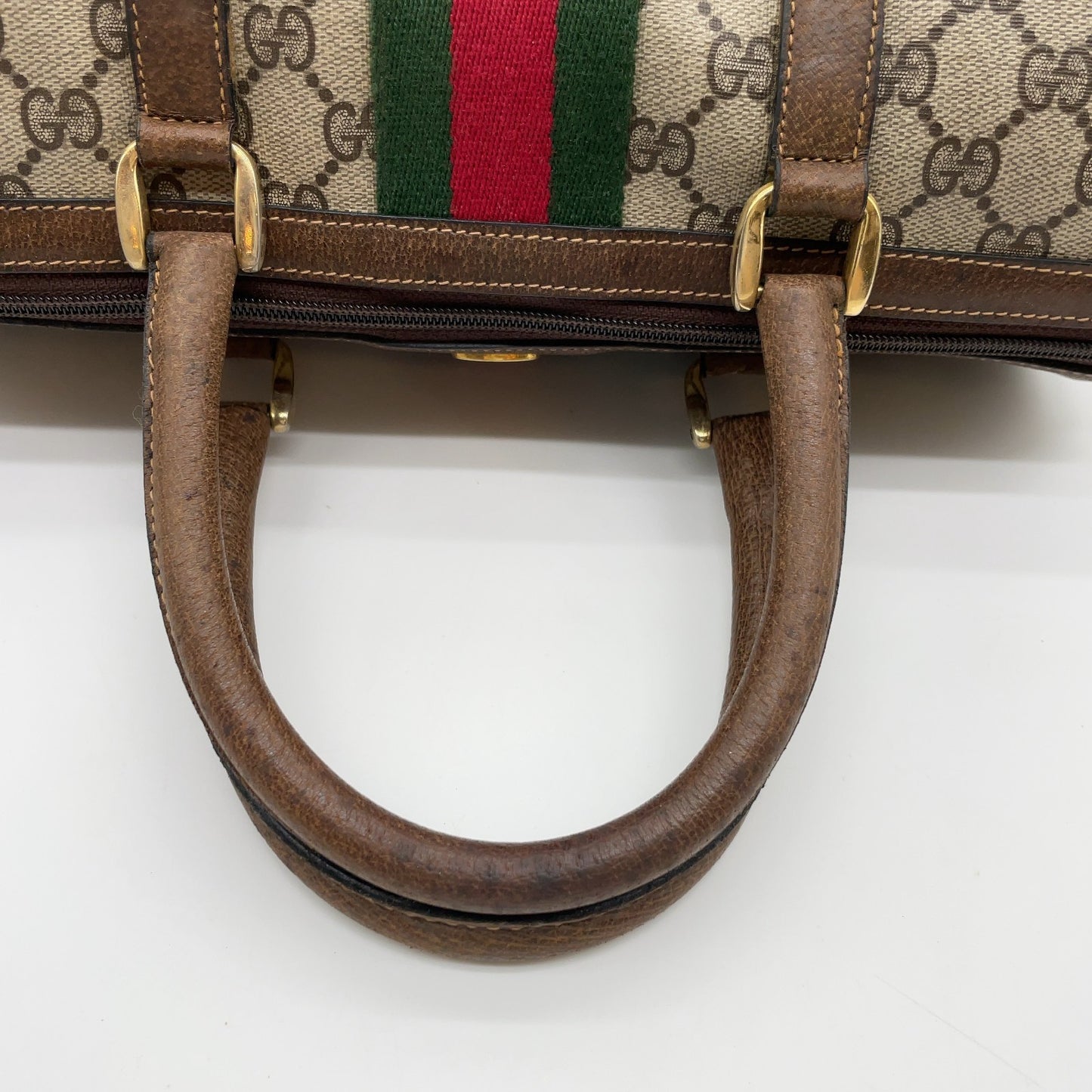 Gucci GG Supreme PVC Sherry Line Boston Bag Beige