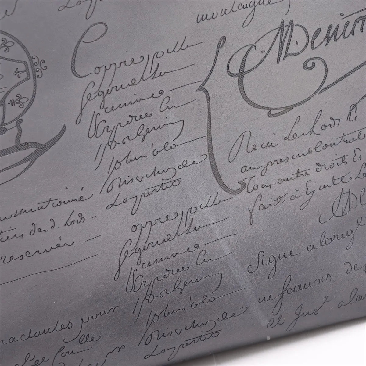 Berluti Calligraphy Toujour Leather Tote Bag Gray