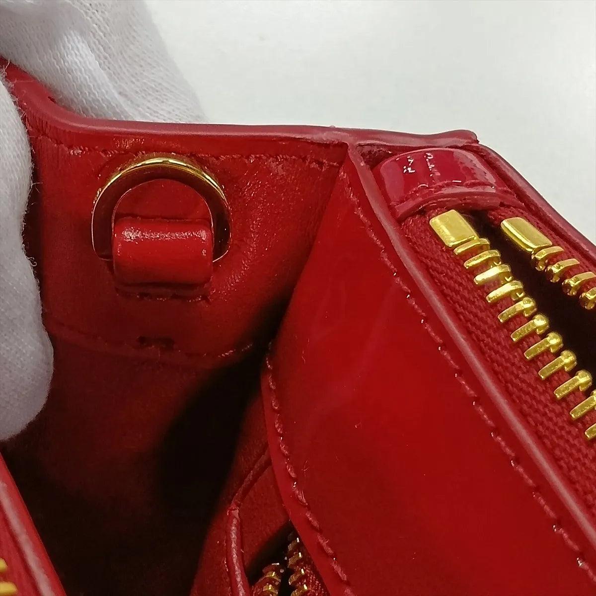 Prada Patent Leather Two-Way Handbag Red