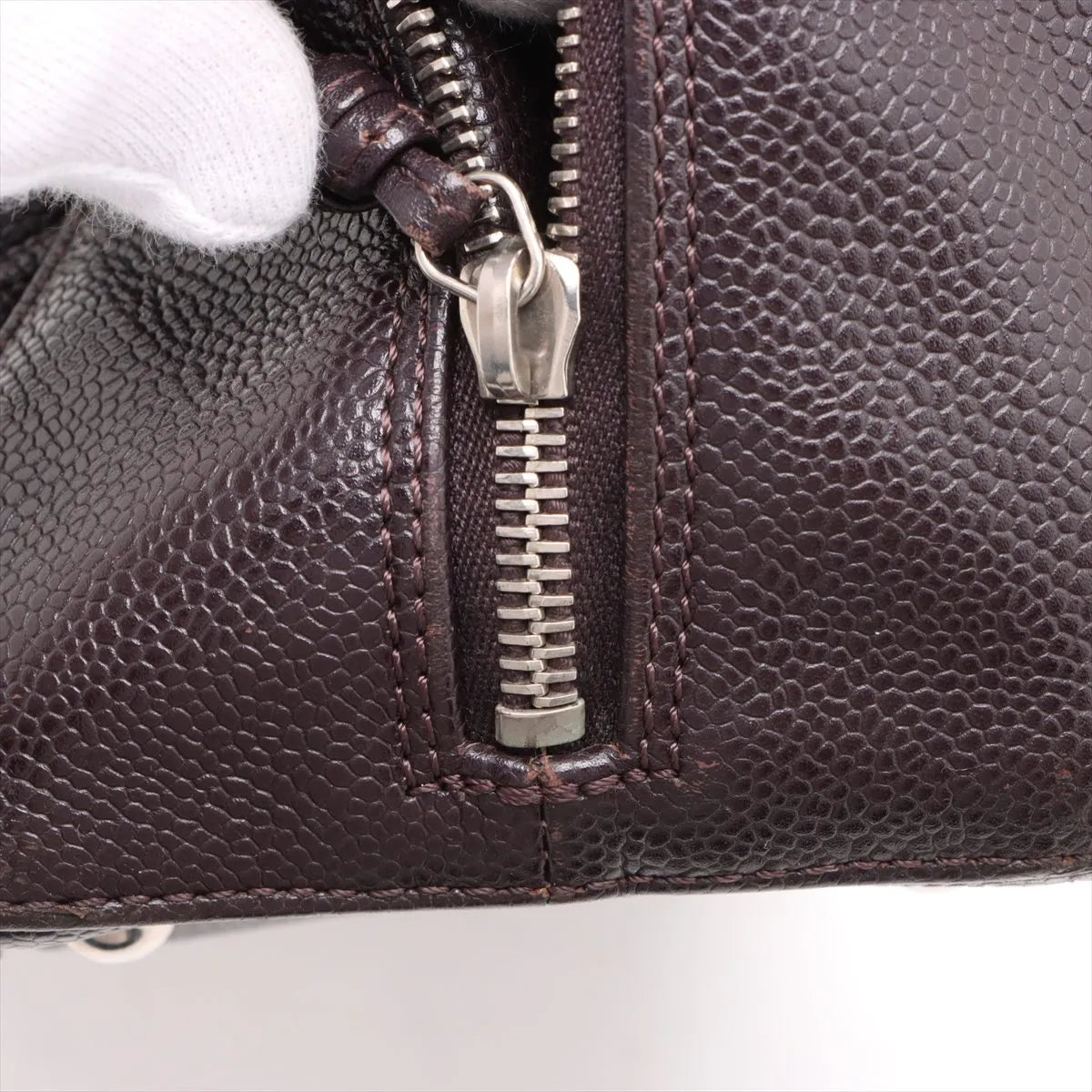 Chanel CC Logo Matelasse Caviar Skin Tote Bag Purple