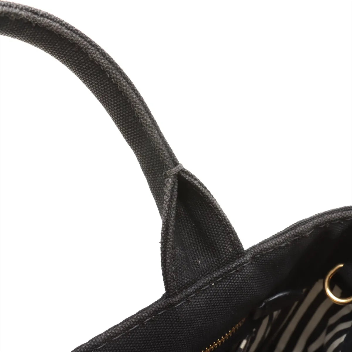 Prada Canapa Canvas x Leather Two-Way Handbag Black