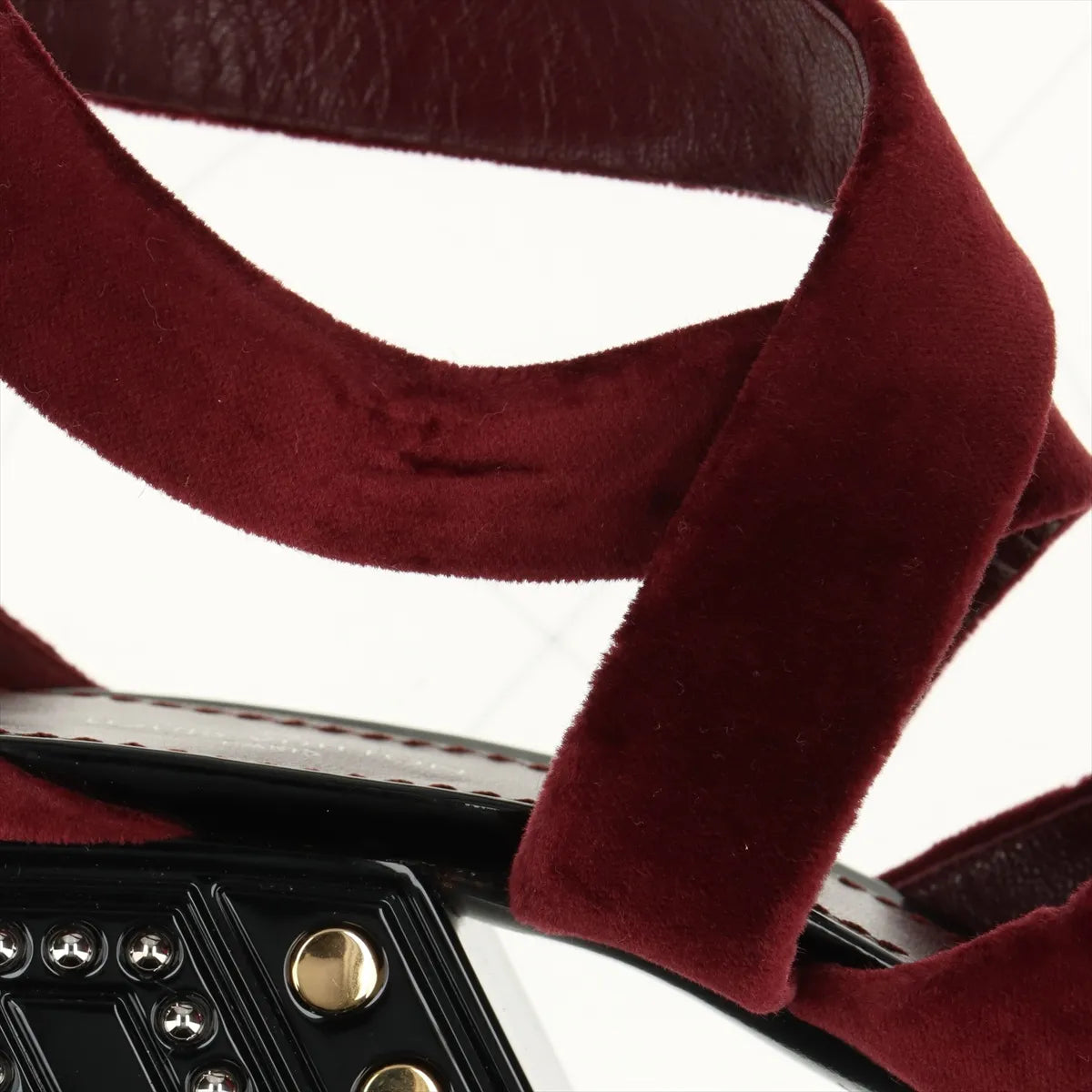 Louis Vuitton Velour Leather Sandals Bordeaux x Black