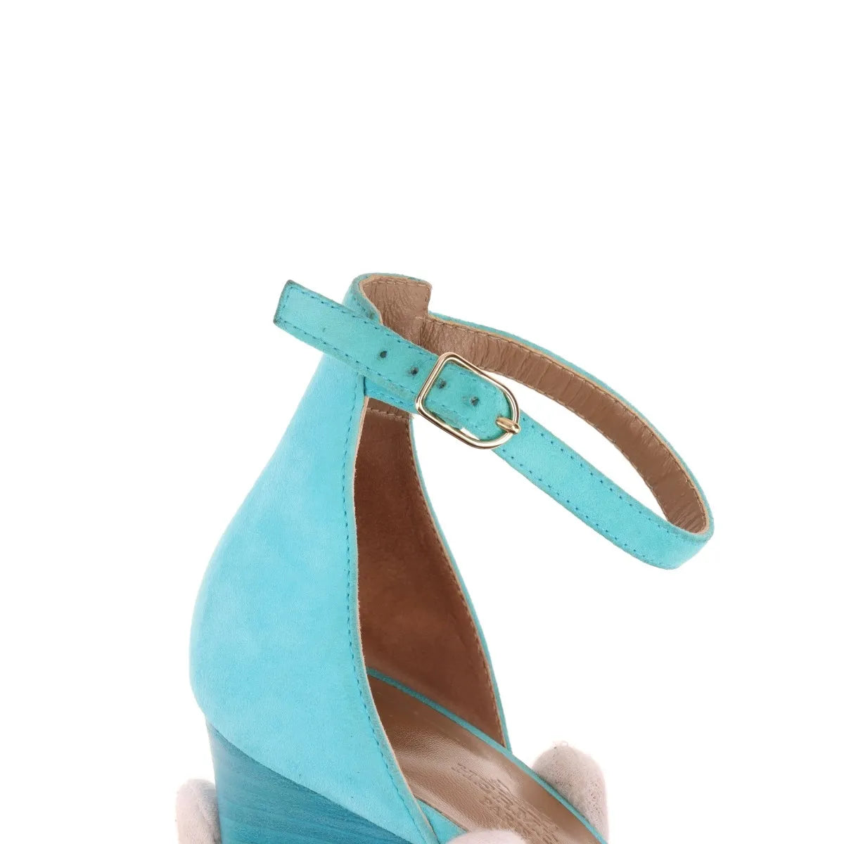 Hermès Legend Suede Wedge Sandal Tiffany Blue