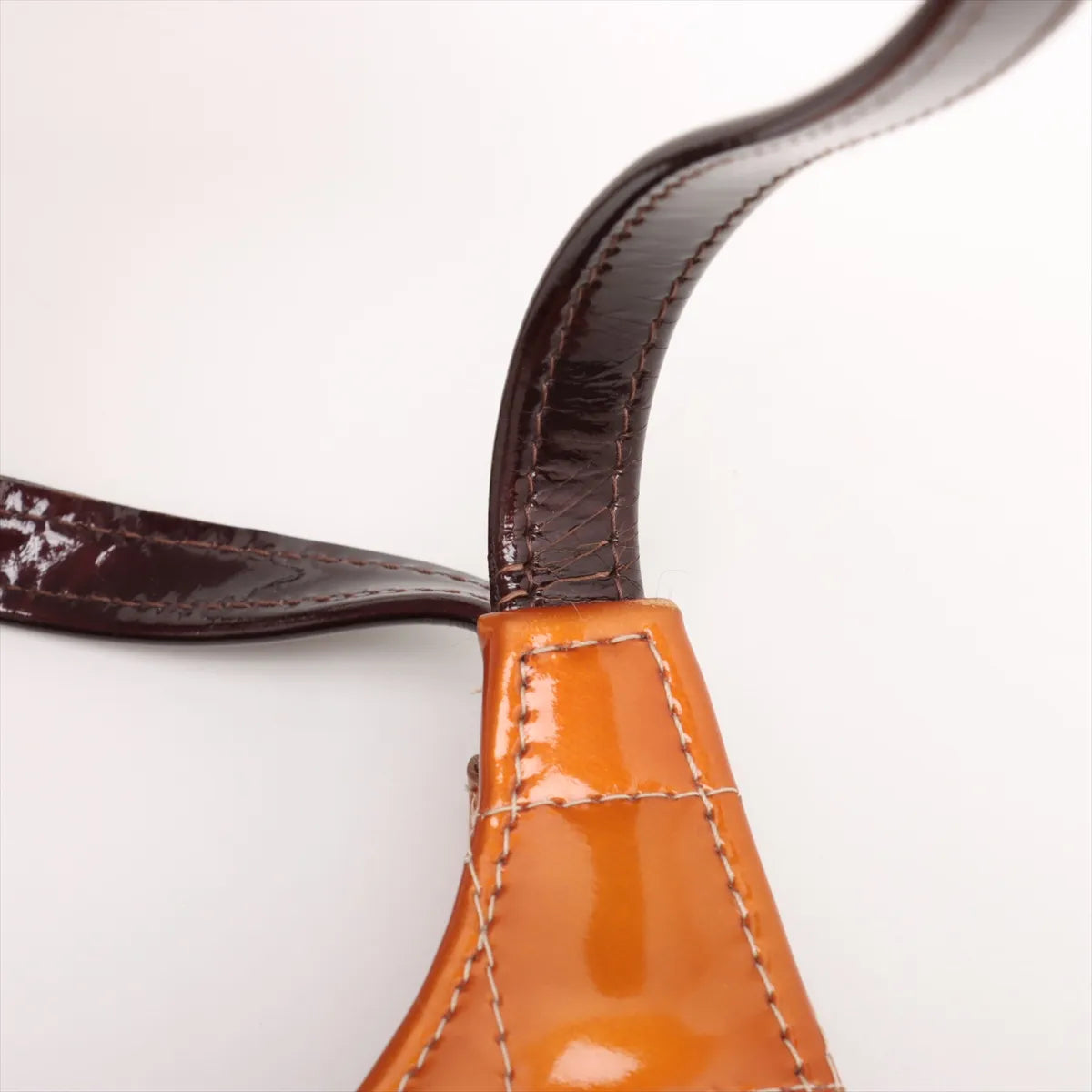 Chanel CC Logo Chocolate Bar Patent Leather Shoulder Bag Gold x Brown