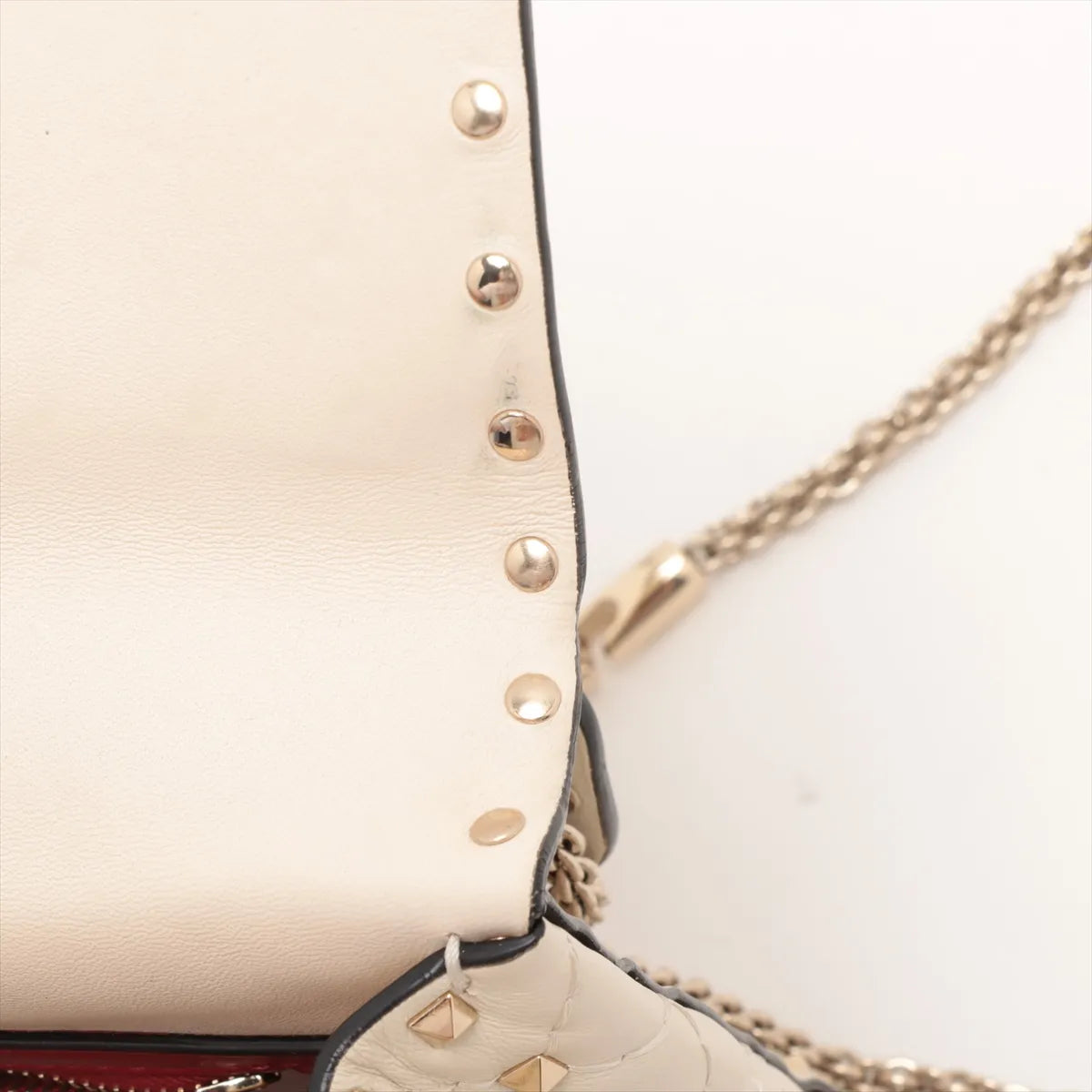 Valentino Garavani Matelasse Rockstud Leather Two-Way Chain Shoulder Bag Beige