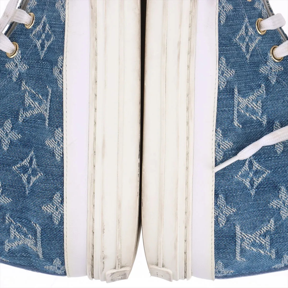 Louis Vuitton Stellar Denim Leather High-top Sneakers Blue x White