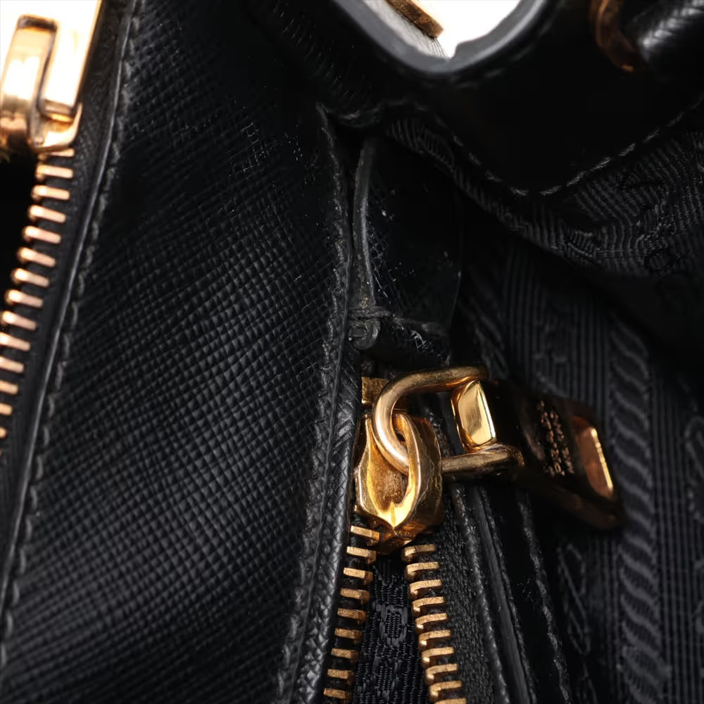 Prada Saffiano Galeria Leather Two-Way Handbag Black