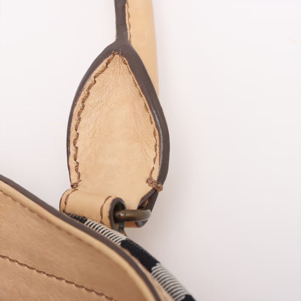 Burberry Nova Check Canvas Leather Two-Way Handbag Beige