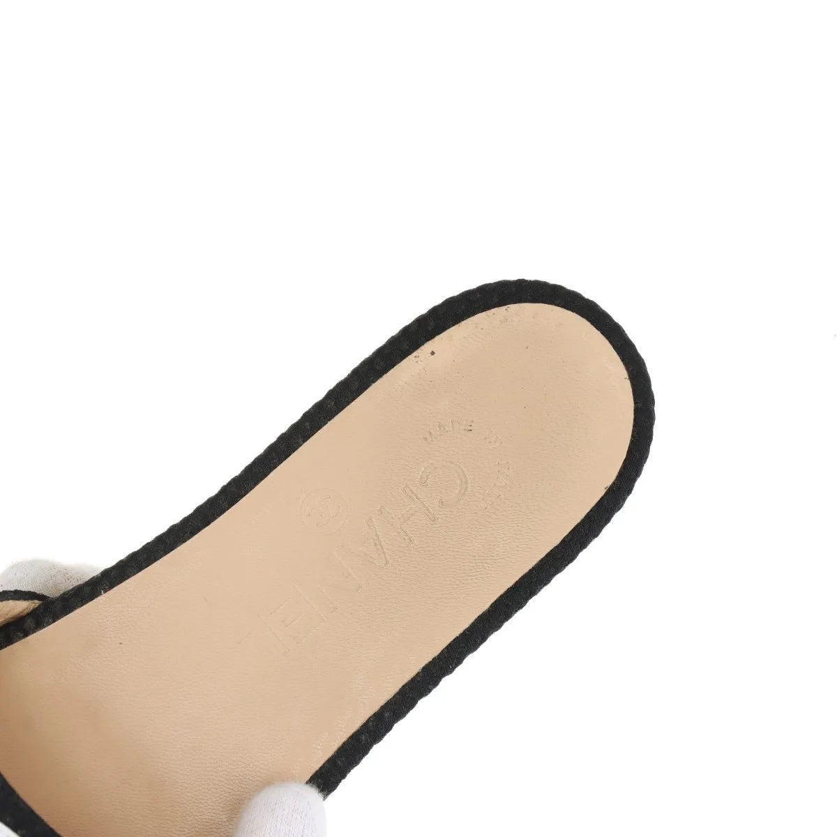 Chanel CC Logo Fabric Block Sandal Black