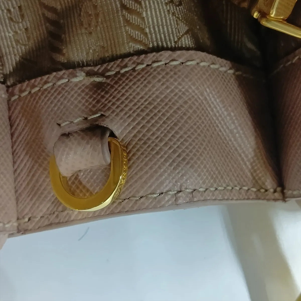 Prada Galleria Mini Saffiano Leather Two-Way Handbag Beige