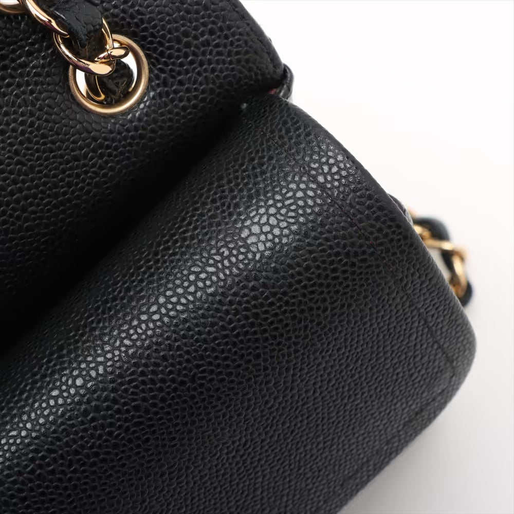 Chanel Demakamatrasse 30 Large Caviar Skin Double Flap Double Chain Bag Black