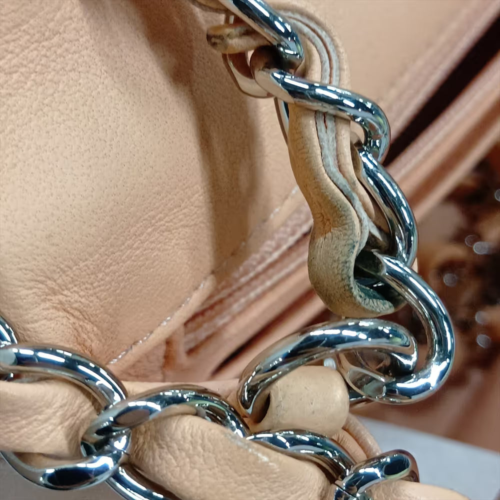 Chanel CC Logo Mini Matelasse 20 Lambskin Single Flap Single Chain Bag Pink Beige