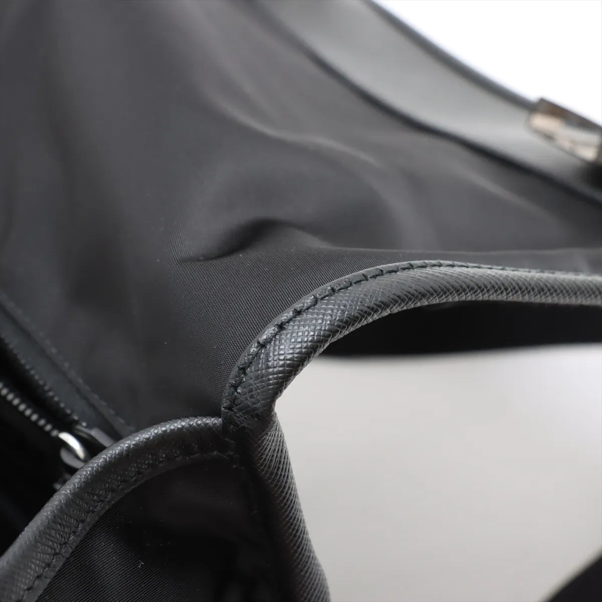 Prada Tessuto Nylon Leather Shoulder Bag Black