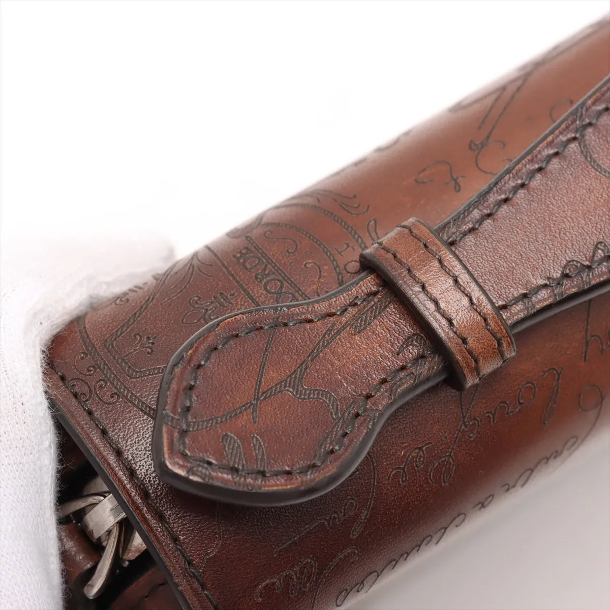 Berluti Calligraphy Leather Handbag Brown