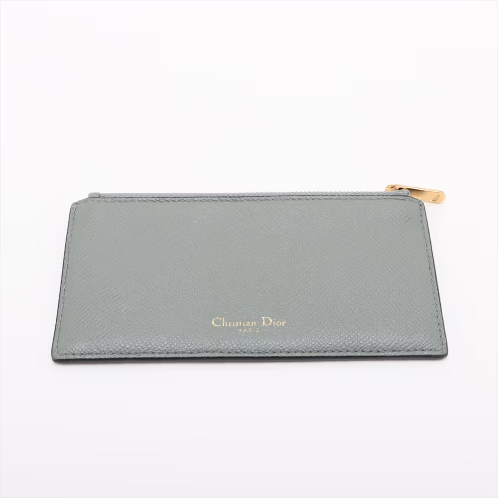 Christian Dior Saddle Leather Chain Wallet Gray