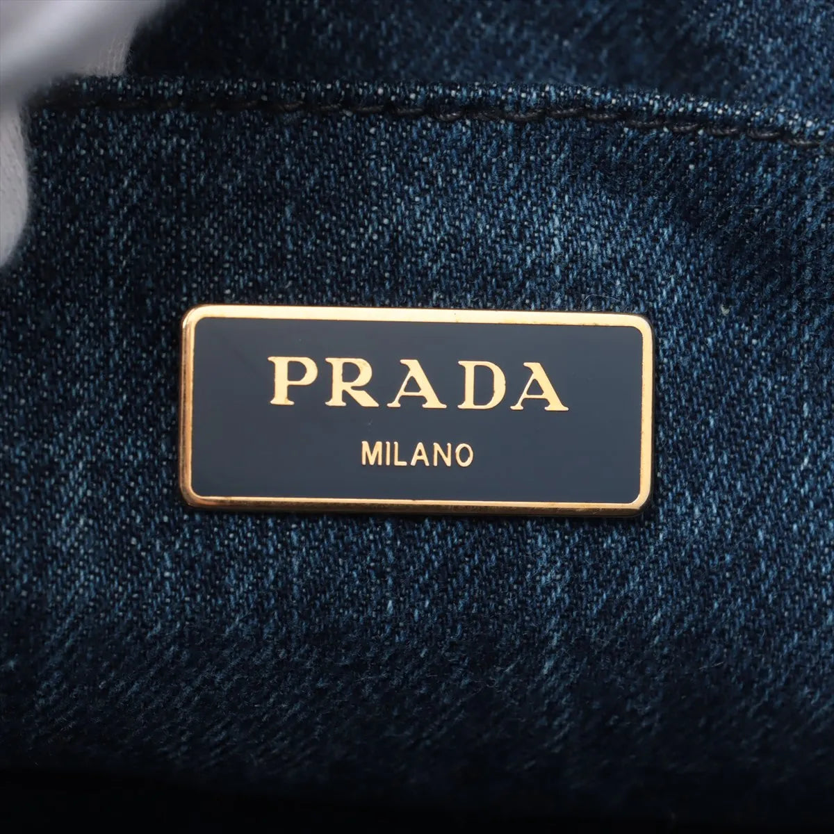 Prada Canapa Denim Tote Handbag Blue