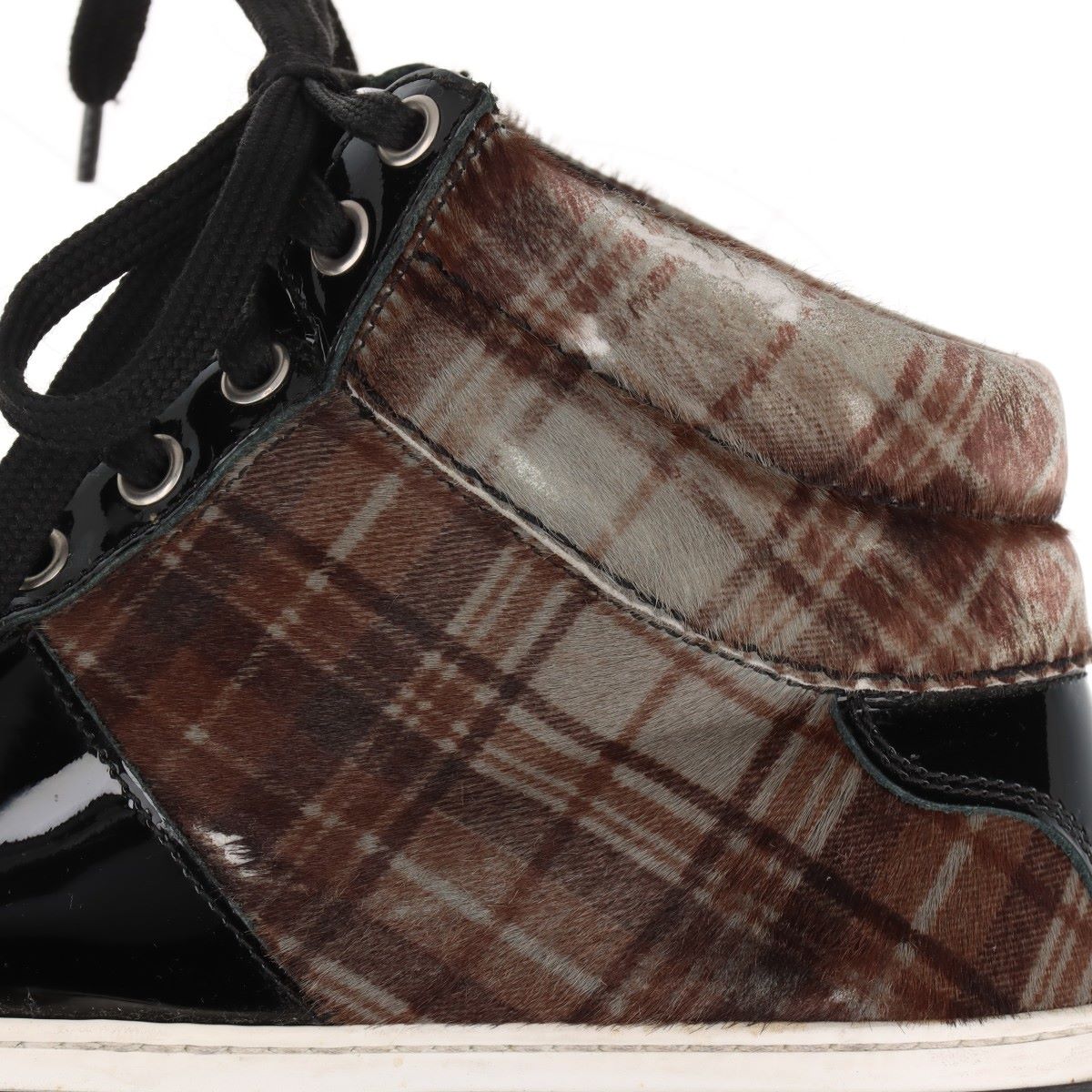 Jimmy Choo Check Fabric High-top Sneakers  Black × Brown