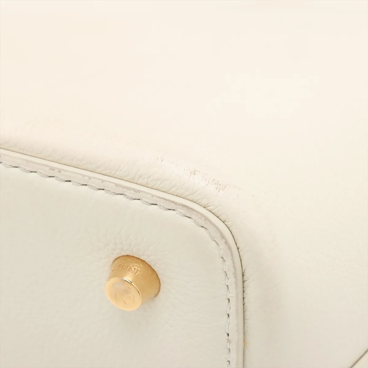 Celine Conti Leather Two-Way Handbag White
