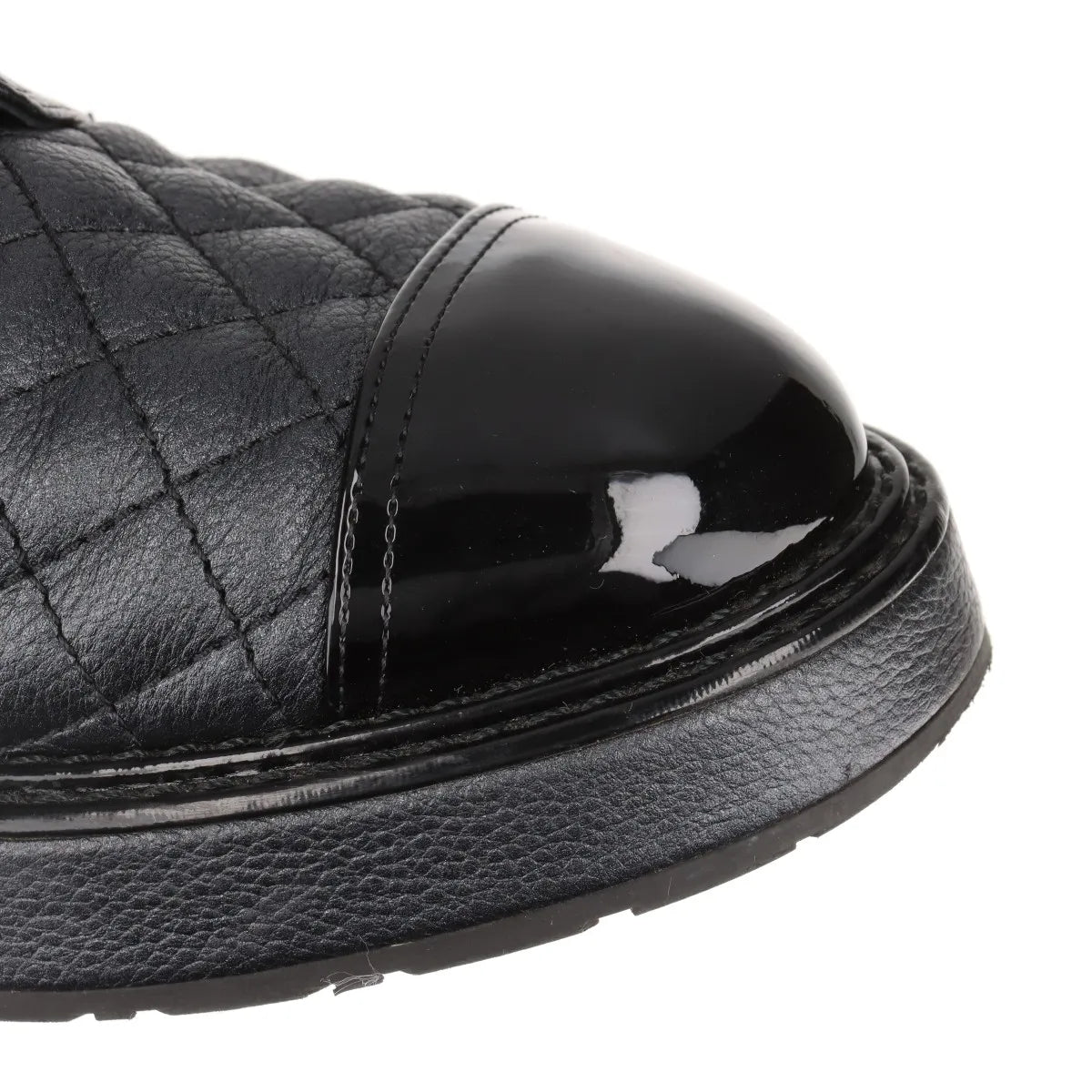 Chanel Logo Matelasse Leather Short Ladies Boots Black