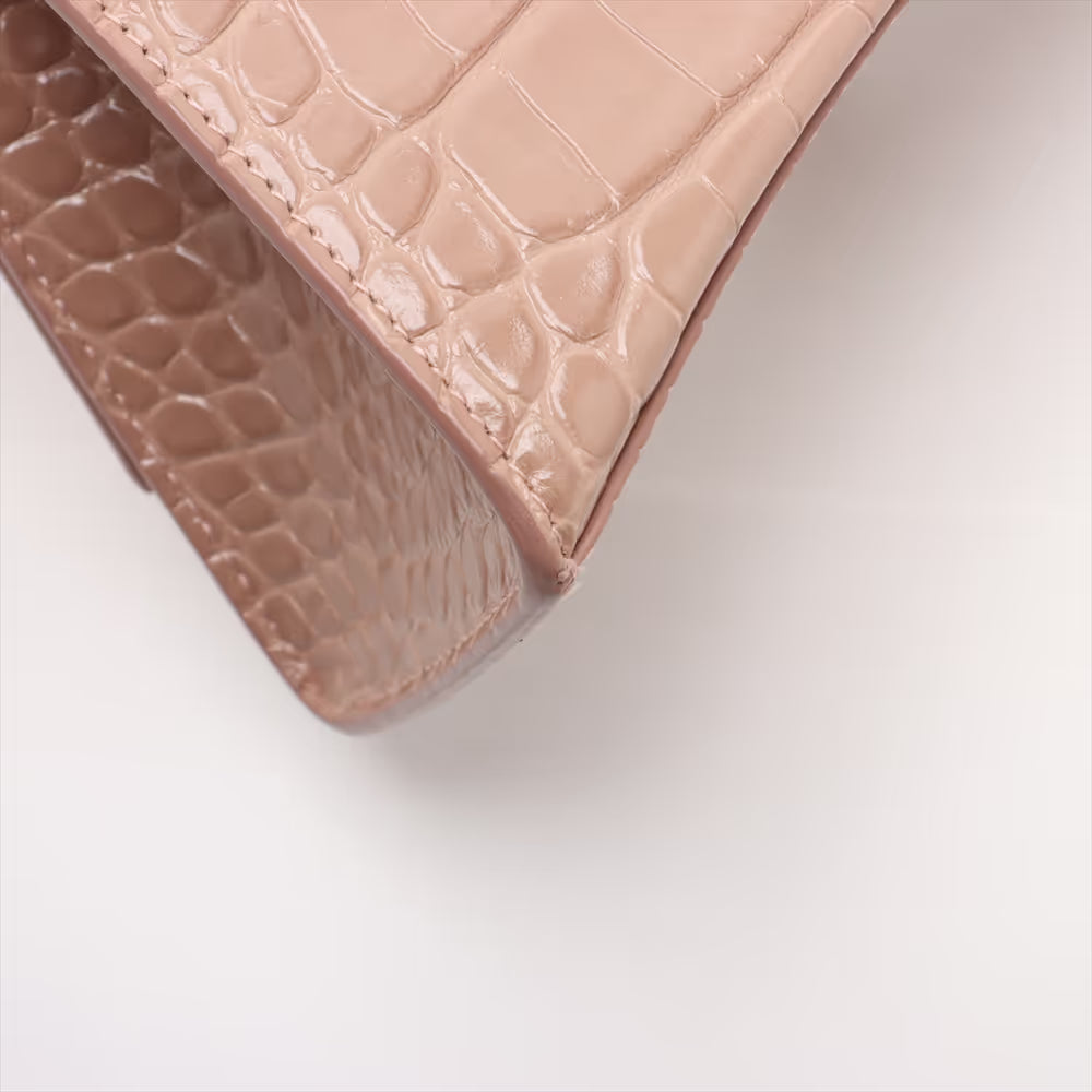 Balenciaga Hourglass Mock Croc Two-Way Handbag Beige