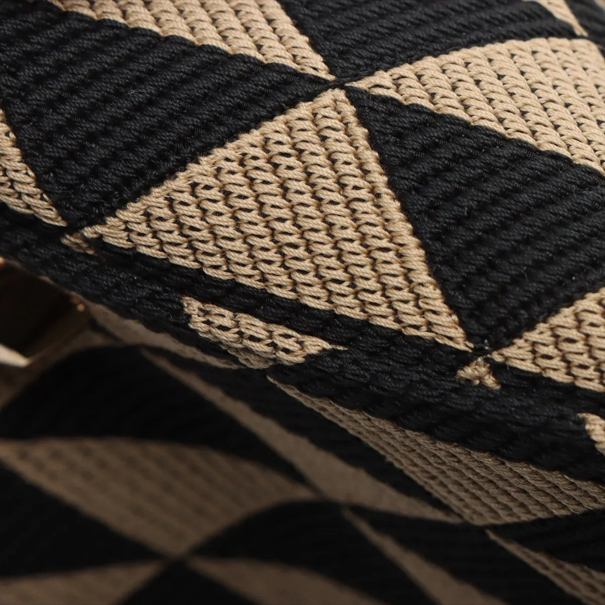 Prada Embroidery Fabric x Leather Two-Way Boston Bag Beige x Black