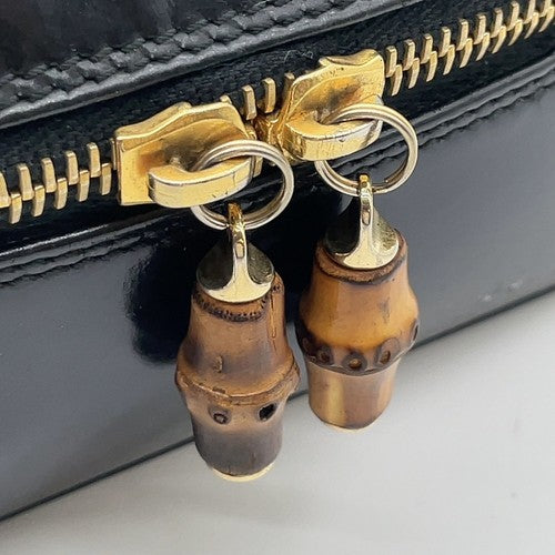 Gucci Bamboo Leather Vanity Handbag Black