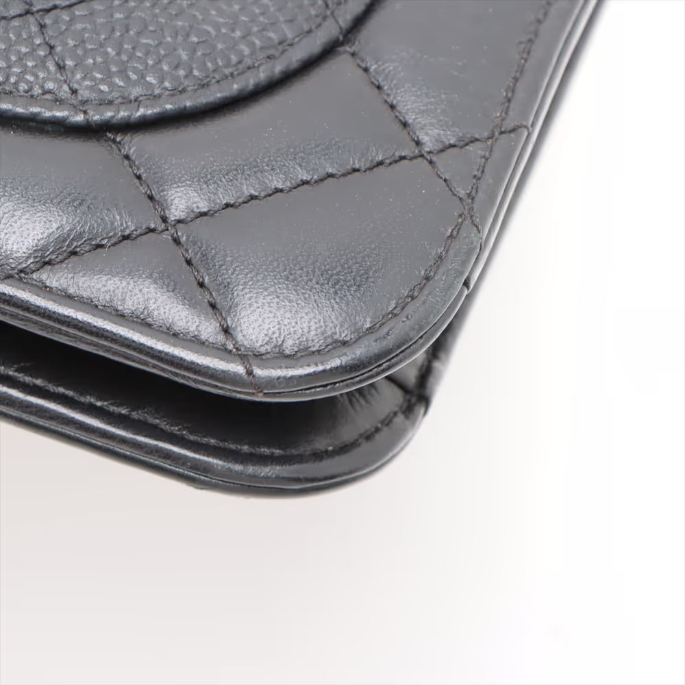 Chanel CC Logo Matelasse Lambskin x Caviar Skin Two-Way Shoulder Bag Black